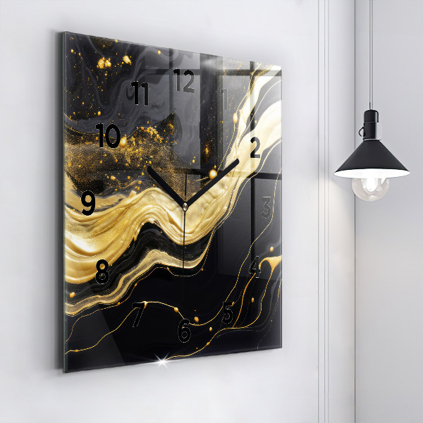 Štvorcové hodiny Zlatý mramor