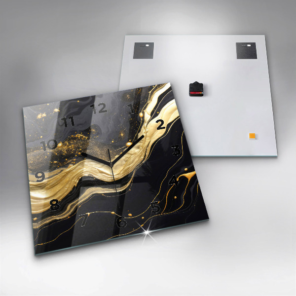 Štvorcové hodiny Zlatý mramor