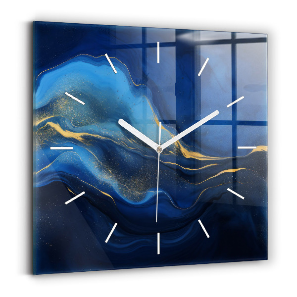 Štvorcové hodiny Modrý mramor