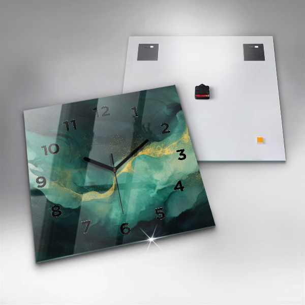 Štvorcové hodiny Zelený mramor