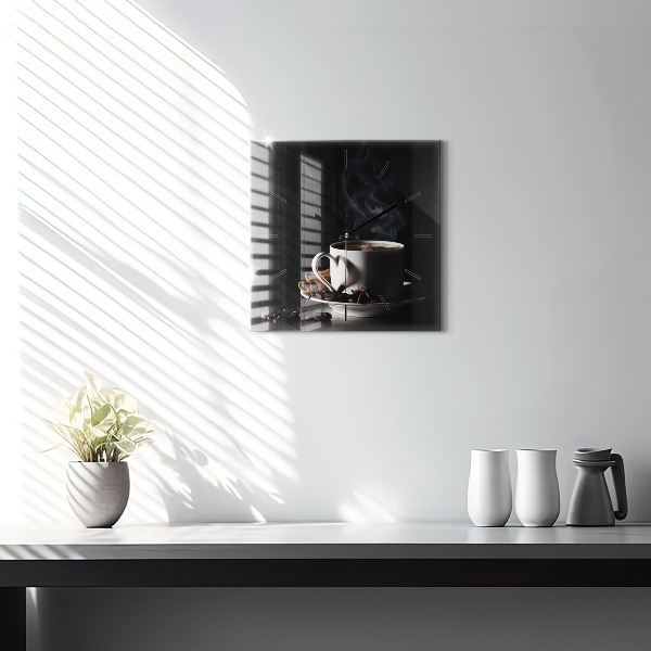 Štvorcové hodiny Šálka kávy