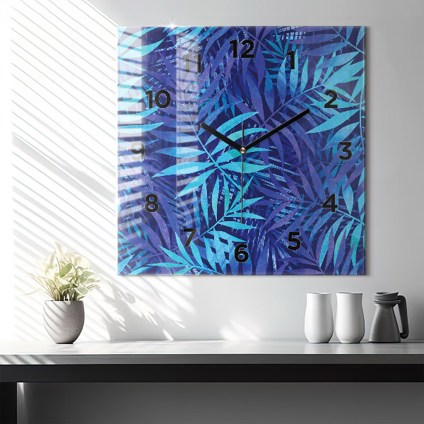 Štvorcové hodiny Modré listy