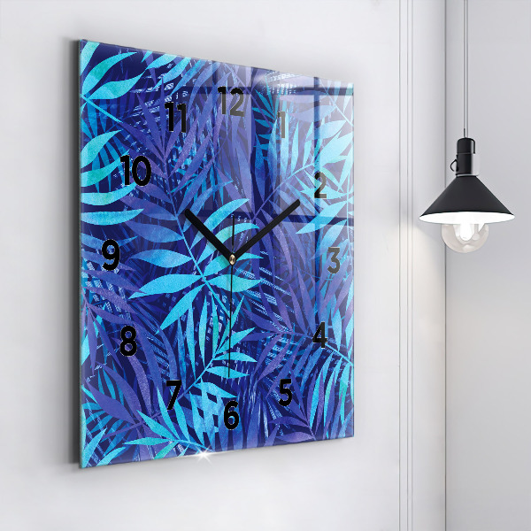 Štvorcové hodiny Modré listy