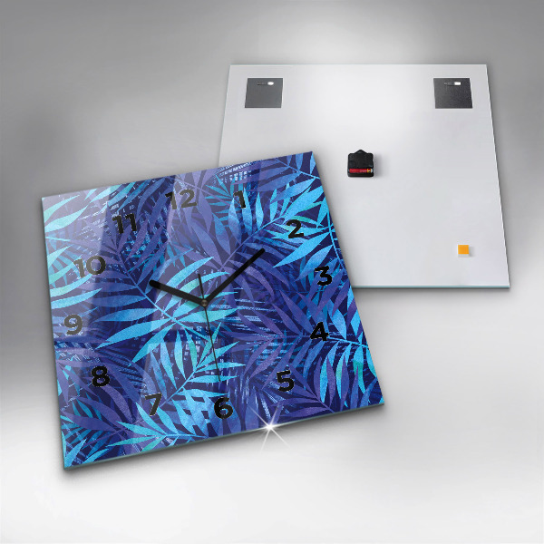 Štvorcové hodiny Modré listy