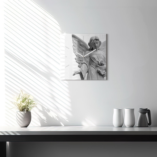 Štvorcové hodiny Stará socha anjela