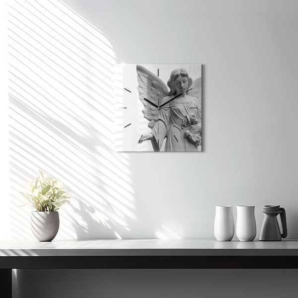 Štvorcové hodiny Stará socha anjela