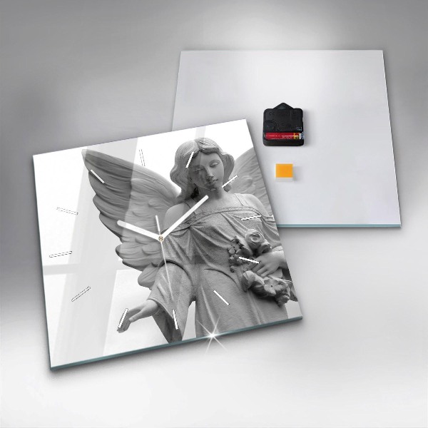 Štvorcové hodiny Stará socha anjela