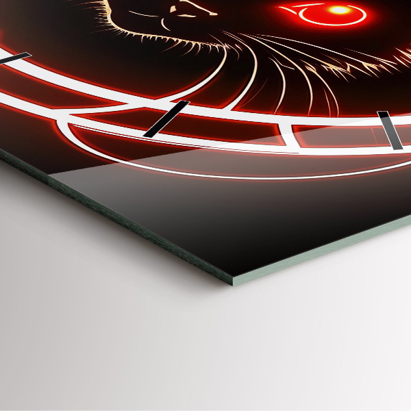 Štvorcové hodiny Mačka s červenými očami