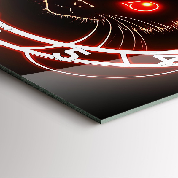 Štvorcové hodiny Mačka s červenými očami