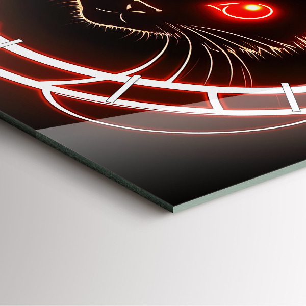 Štvorcové hodiny Mačka s červenými očami