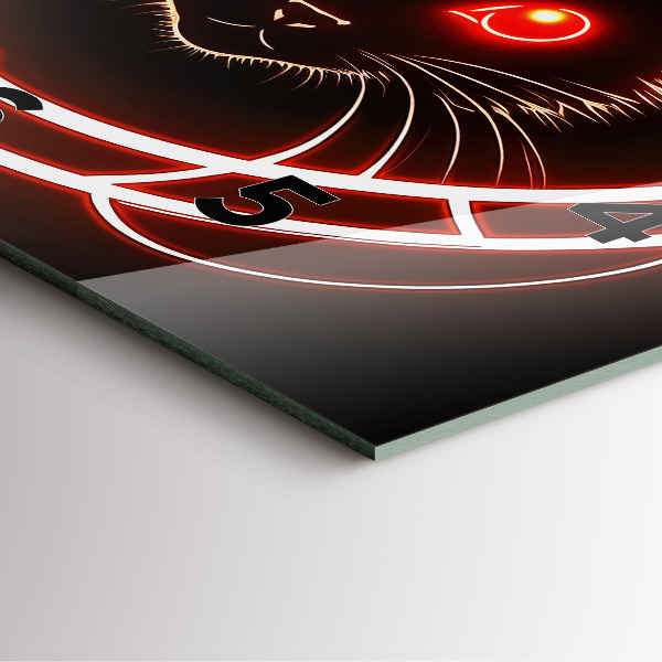 Štvorcové hodiny Mačka s červenými očami