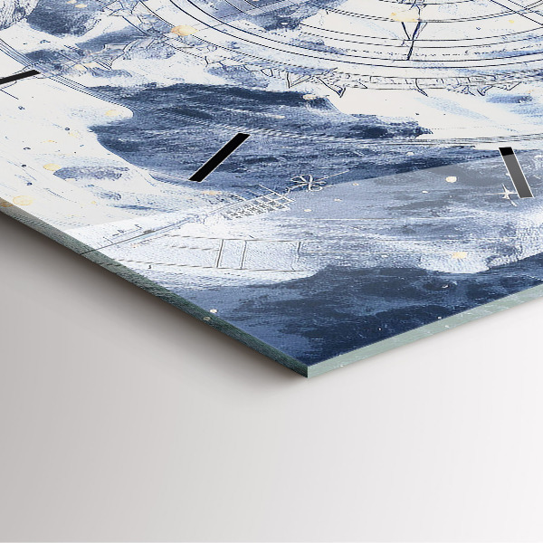 Štvorcové hodiny Modré kresby