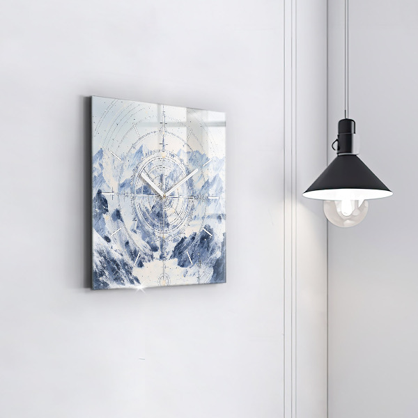 Štvorcové hodiny Modré kresby