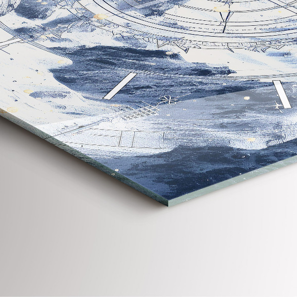 Štvorcové hodiny Modré kresby