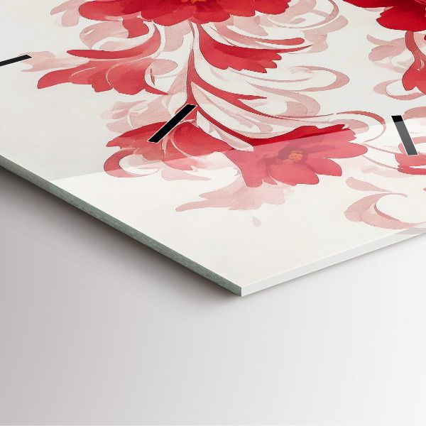 Štvorcové hodiny Červené kvety