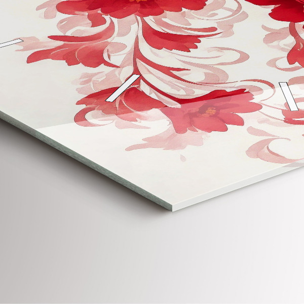 Štvorcové hodiny Červené kvety