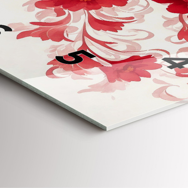 Štvorcové hodiny Červené kvety