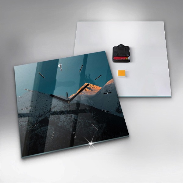 Štvorcové hodiny Západ slnka v horách