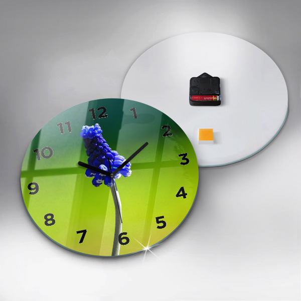 Okrúhle hodiny Modré kvety