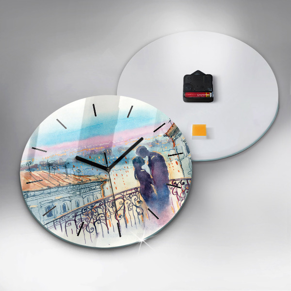 Okrúhle hodiny Ľudia v akvarelu