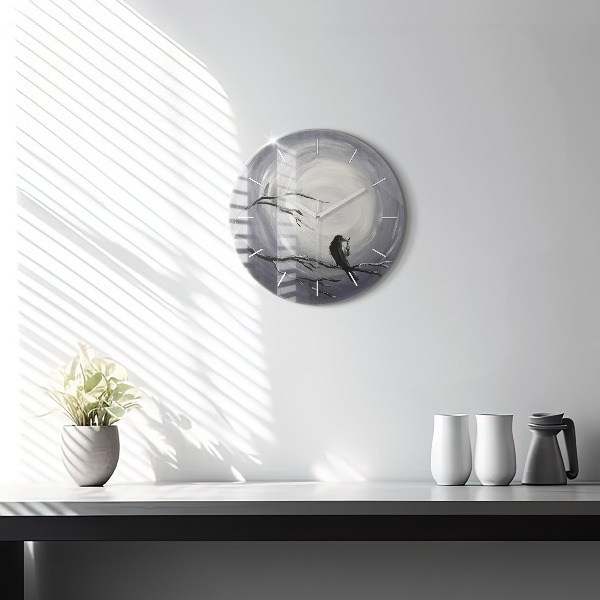 Okrúhle hodiny Havran v mesačnom svite