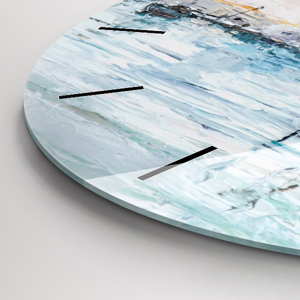 Okrúhle hodiny Olejomaľba námornej jachty