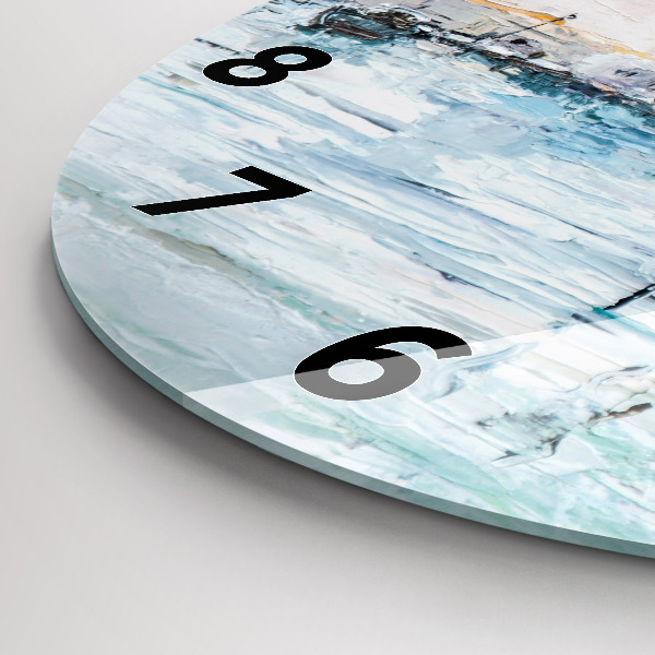 Okrúhle hodiny Olejomaľba námornej jachty