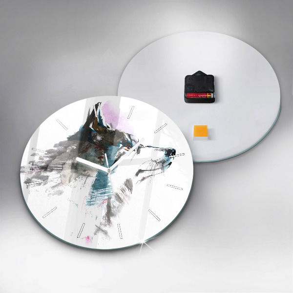 Okrúhle hodiny Profil maľovaného vlka