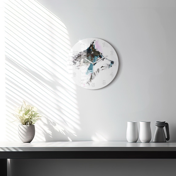 Okrúhle hodiny Profil maľovaného vlka