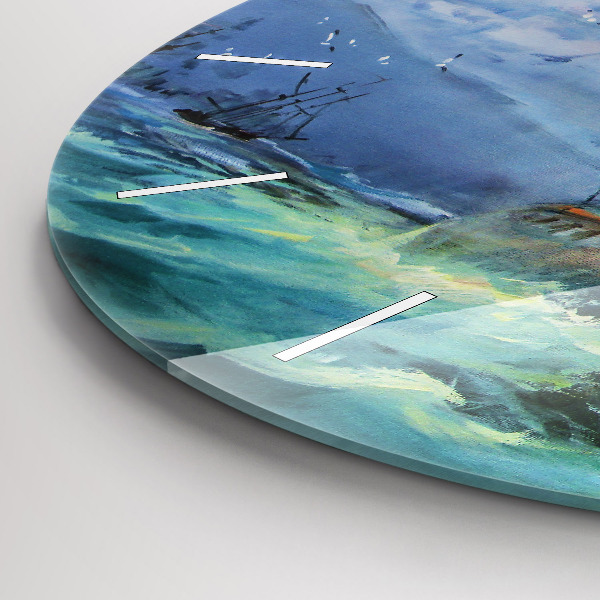 Okrúhle hodiny Loď na vode