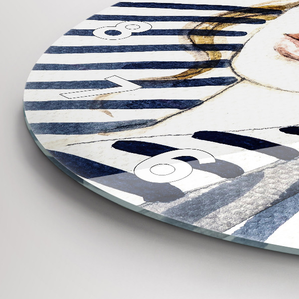 Okrúhle hodiny Tvár s okuliarmi a klobúkom