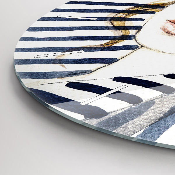 Okrúhle hodiny Tvár s okuliarmi a klobúkom