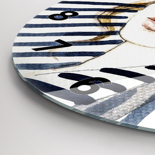 Okrúhle hodiny Tvár s okuliarmi a klobúkom