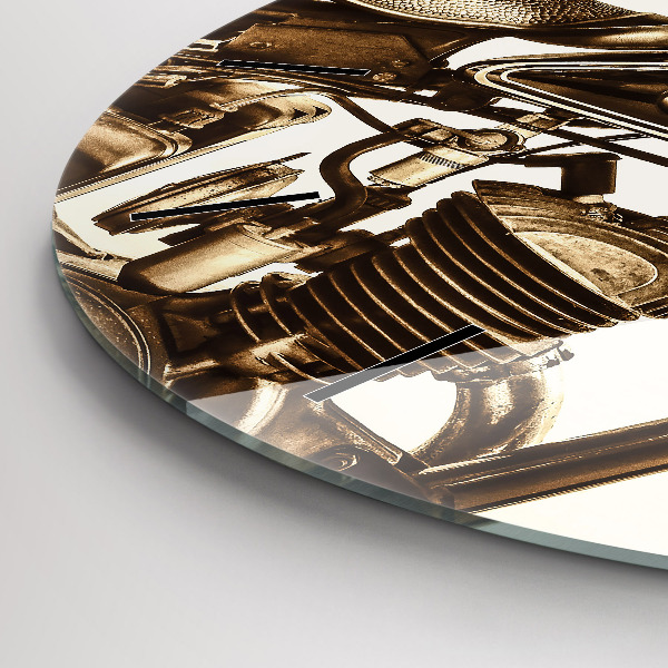 Okrúhle hodiny Vintage motocykel sépia