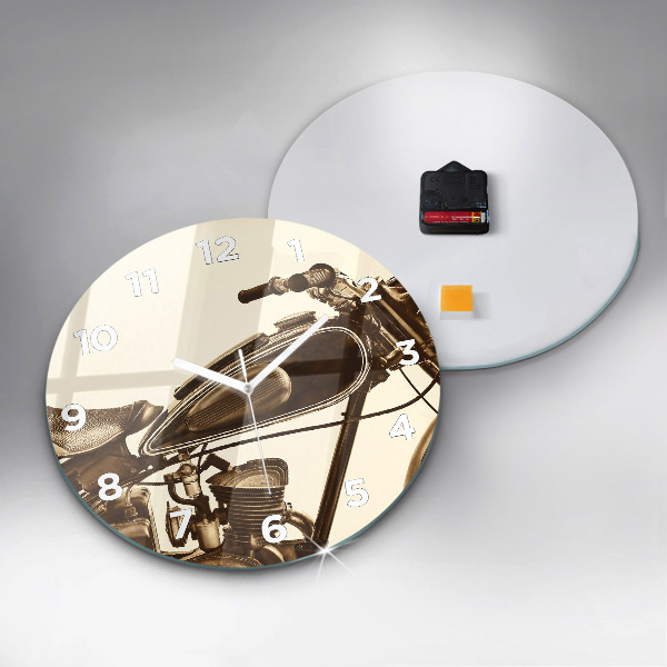 Okrúhle hodiny Vintage motocykel sépia