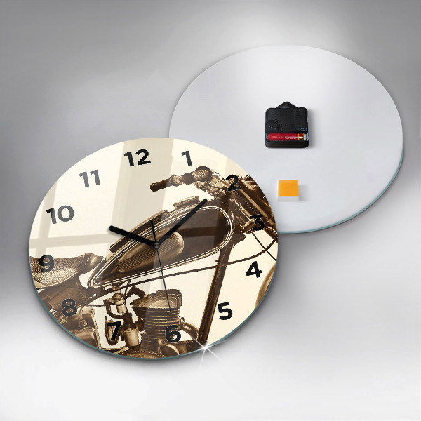 Okrúhle hodiny Vintage motocykel sépia