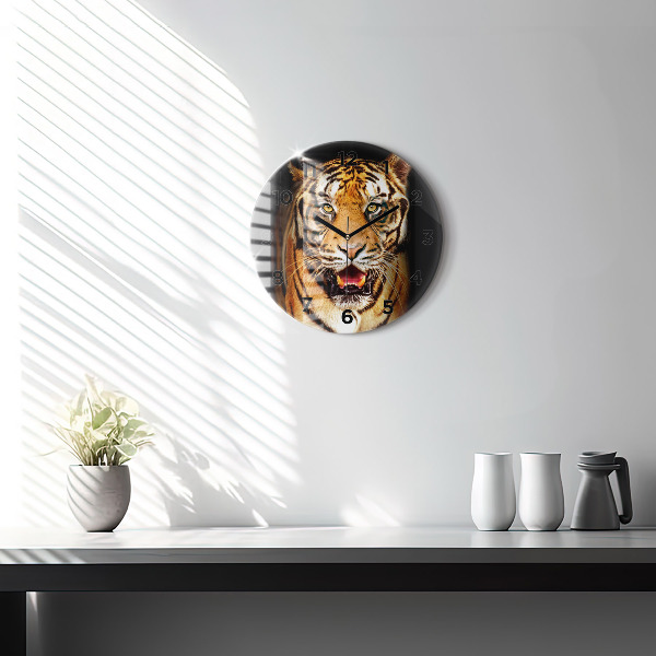 Okrúhle hodiny Tiger - divoké oči
