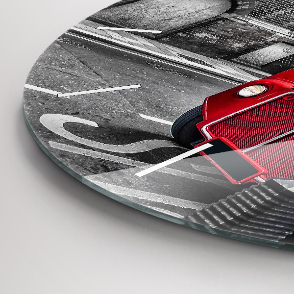 Okrúhle hodiny Červený poschodový autobus