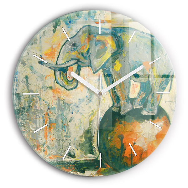 Okrúhle hodiny Maľovaný postoj slona