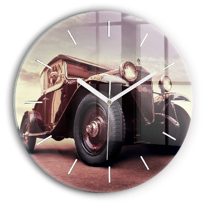 Okrúhle hodiny Auto v štýle vintage