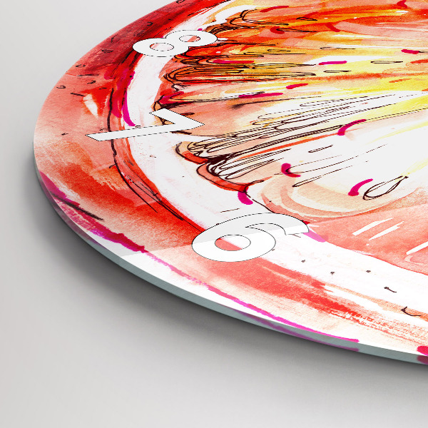 Okrúhle hodiny Maľované oranžovou farbou