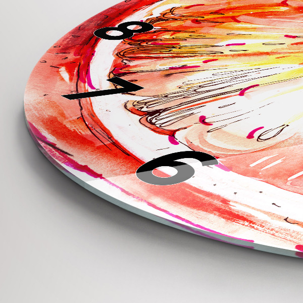 Okrúhle hodiny Maľované oranžovou farbou