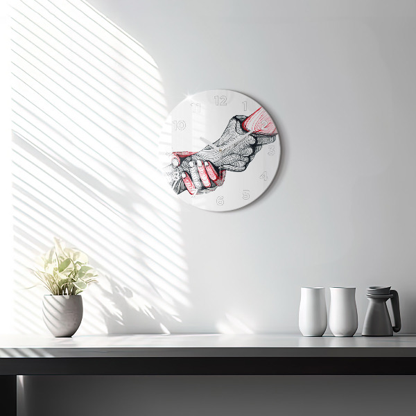 Okrúhle hodiny Držanie sa za ruky