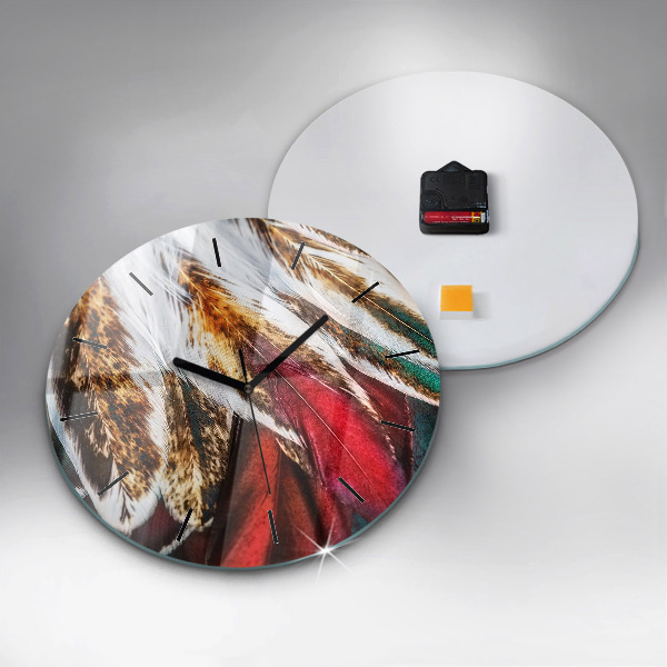 Okrúhle hodiny Svetlohnedé vtáčie perie