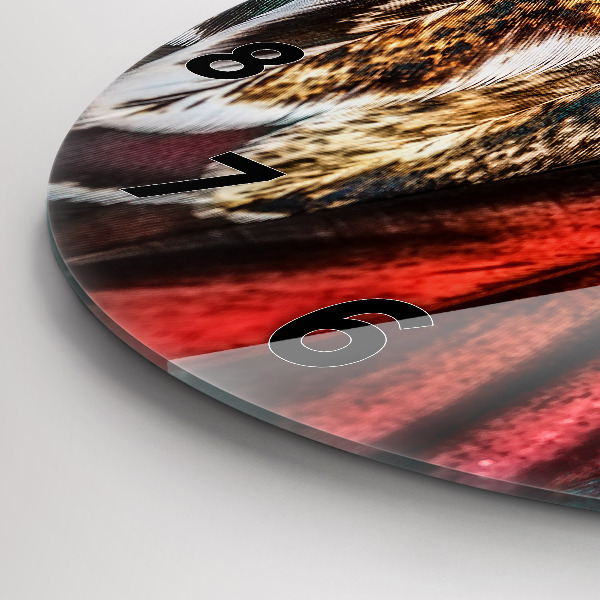 Okrúhle hodiny Svetlohnedé vtáčie perie