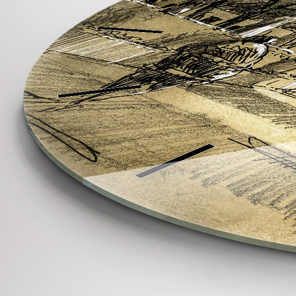 Okrúhle hodiny Park a stromy v sépiovej farbe