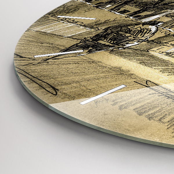 Okrúhle hodiny Park a stromy v sépiovej farbe