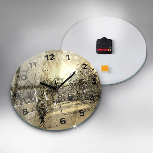 Okrúhle hodiny Park a stromy v sépiovej farbe