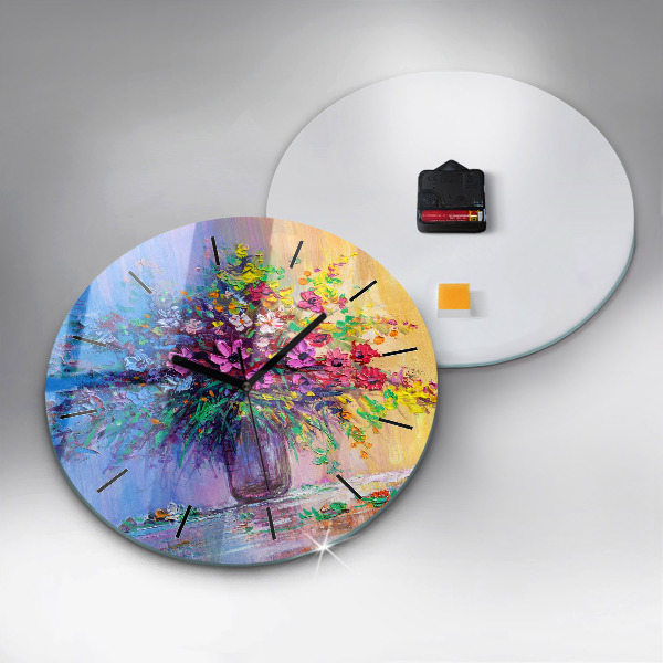 Okrúhle hodiny Kvety vo váze