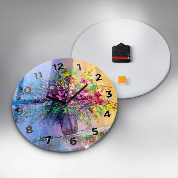 Okrúhle hodiny Kvety vo váze